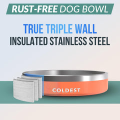 The Coldest Water Coldest Dog Bowl, acero inoxidable resistente a óxido para mayor durabilidad