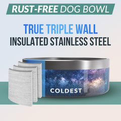 The Coldest Water cuenco con aislamiento triple, mantiene el agua fresca por más tiempo.