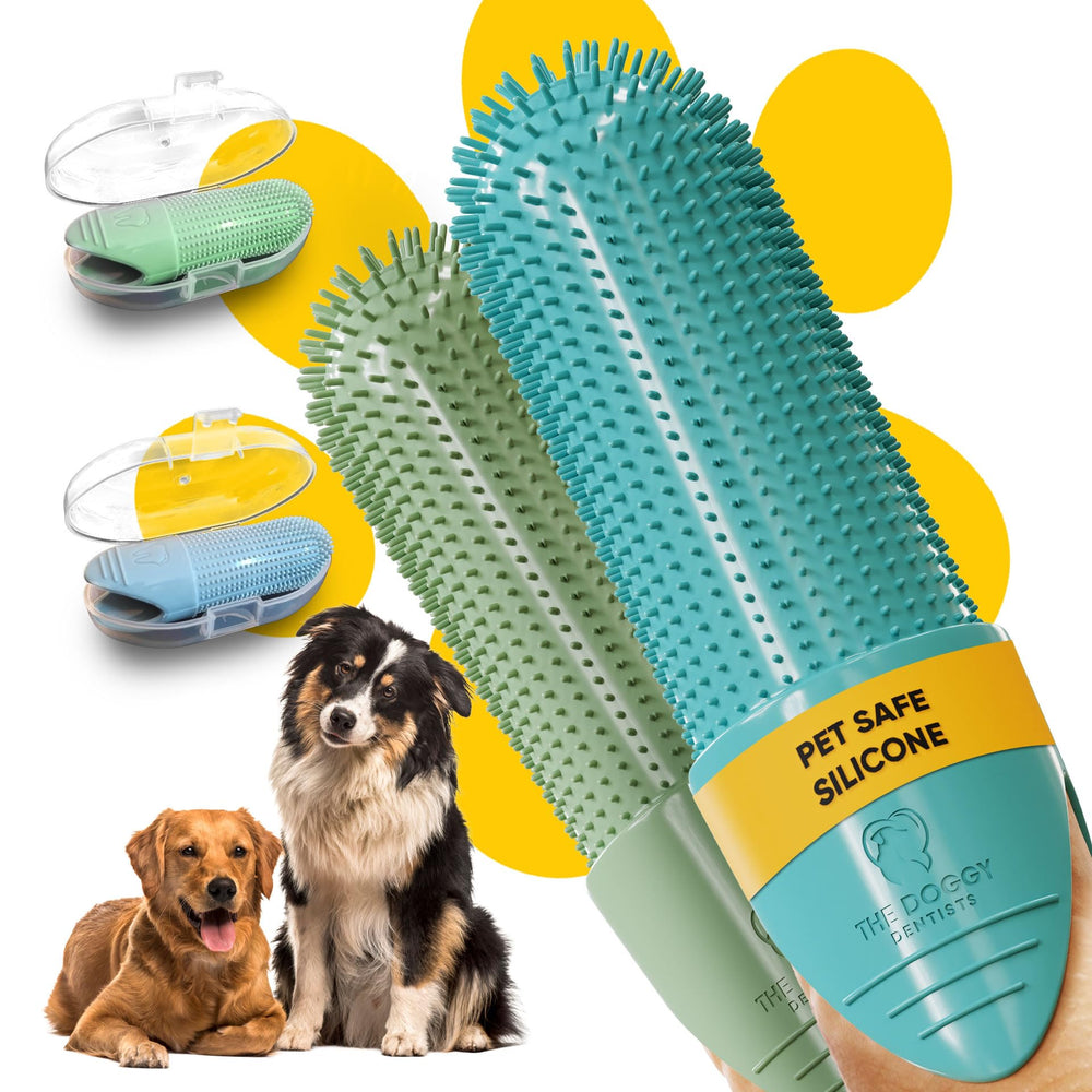 The Doggy Dentists cepillo dedo pack 2 para limpieza dental segura y cómoda