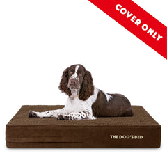 The Dog's Balls funda exterior lavable en color marrón para cama grande.