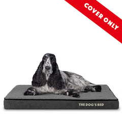 Funda exterior repuesto para cama de perro mediana gris plush, lavado suave recomendado.