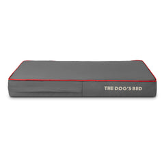 The Dog's Balls: funda exterior para The Dog's Bed mediana, gris con bies rojo.