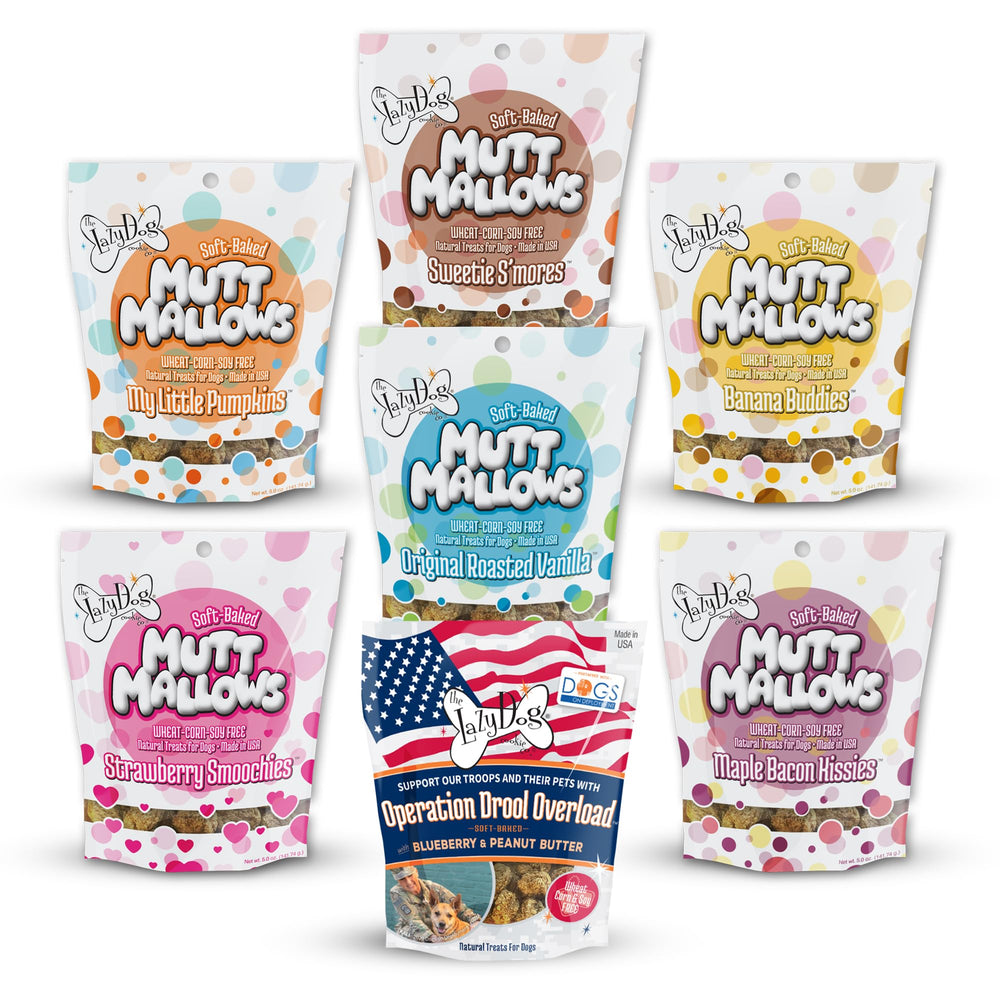 The Lazy Dog Cookie Co. Mutt Mallows con sabor bacon, listo para premiar paseos.
