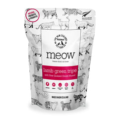 Meow de The New Zealand Natural Pet Food Co: tratos liofilizados de cordero y tripa verde para snack