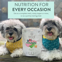 The New Zealand Natural Pet Food Co. Woof Receta de Pato Liofilizado – trozos para entrenamiento.
