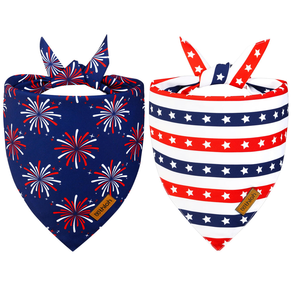 Bandana THLOH patriótica para perros con bandera USA en frente.