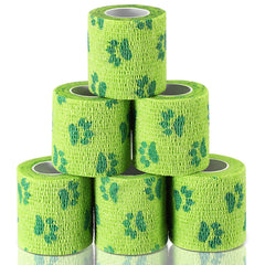 Vendaje no masticable Threlaco para perros, verde, 6 rollos, mantiene vendajes en su lugar