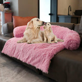 Tinaco Cama para mascotas rosa con felpa larga para mayor confort nocturno.