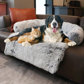 Cama Tinaco para perros y gatos con pelo largo, gris degradado, tamaño 59x39, cómodo.