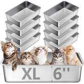 Bandeja Tioncy de arena para gato en acero inoxidable con alto borde para mayor control de olores