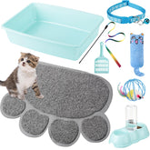 Tioncy caja de arena para gatito azul cielo, diseño compacto para gatitos pequeños.