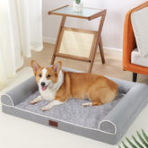 Cama ortopédica TJSOULER con diseño en U para perros pequeños y medianos, soporte seguro.