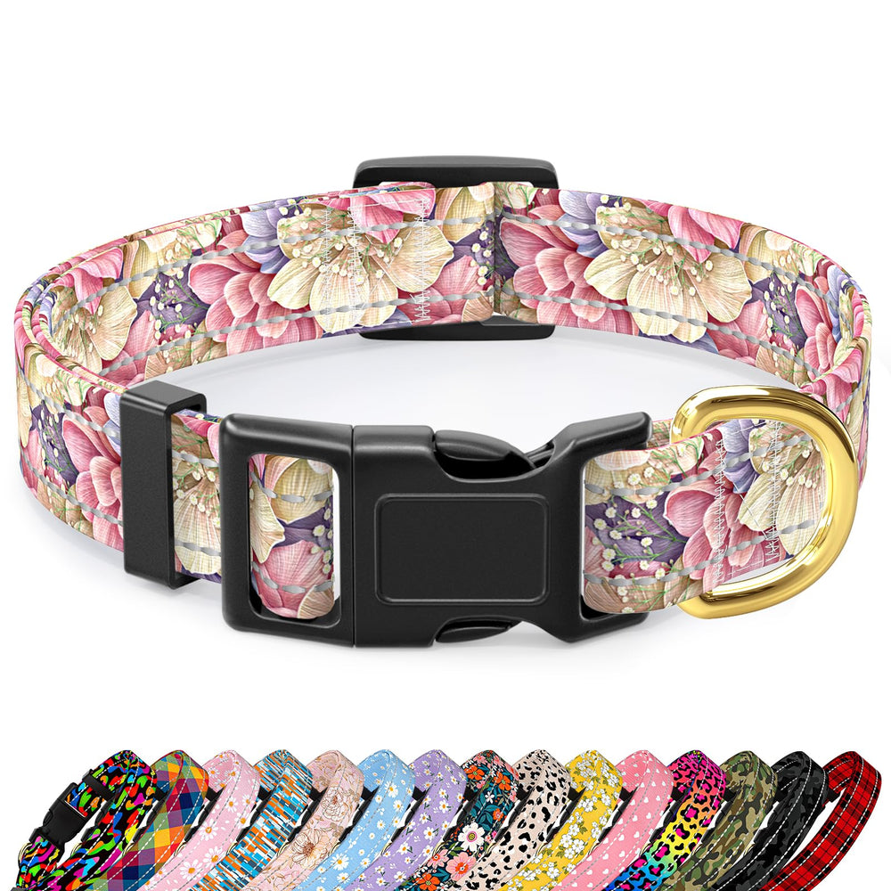 TMOODEL collar reflectante floral para perros grandes mejora visibilidad nocturna.