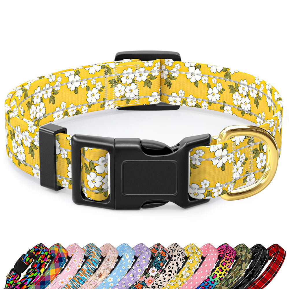 TMOODEL collar reflectante con diseño floral, mejora visibilidad nocturna y estilo.