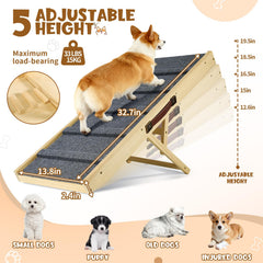 TNELTUEB rampa para perros con 5 alturas para ajuste perfecto.