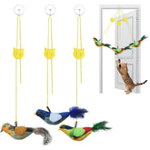 tocirelo pajarito interactivo realista con plumas para ejercitar al gato.