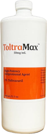 ToltraMax suspensión oral 960 ml, facilita administración en caballos, perros y gatos.