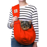 TOMKAS bandolera para perro pequeño rojo, vista frontal, cómoda para paseos diarios.