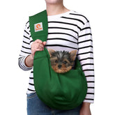 Tomkas portador para perro pequeño, vista frontal, cómodo para paseos.