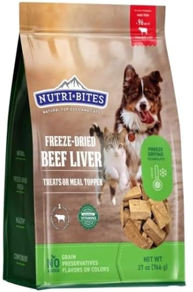 Tomo Wellness NutriBites, bolsa de hígado de res, snack proteico para perros y gatos.