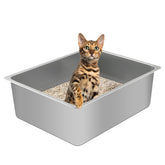 Caja de arena Tondid en acero inoxidable, superficie duradera para limpieza rápida.