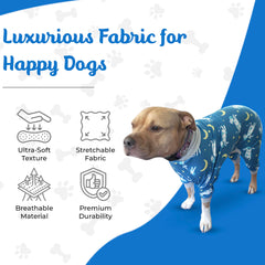 Tooth & Honey Pit Bull pijamas con impresión vaca-luna-estrella, ajuste para pecho amplio.