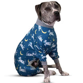 Tooth & Honey Pit Bull pijamas con impresión vaca-luna-estrella, confortables para paseos.