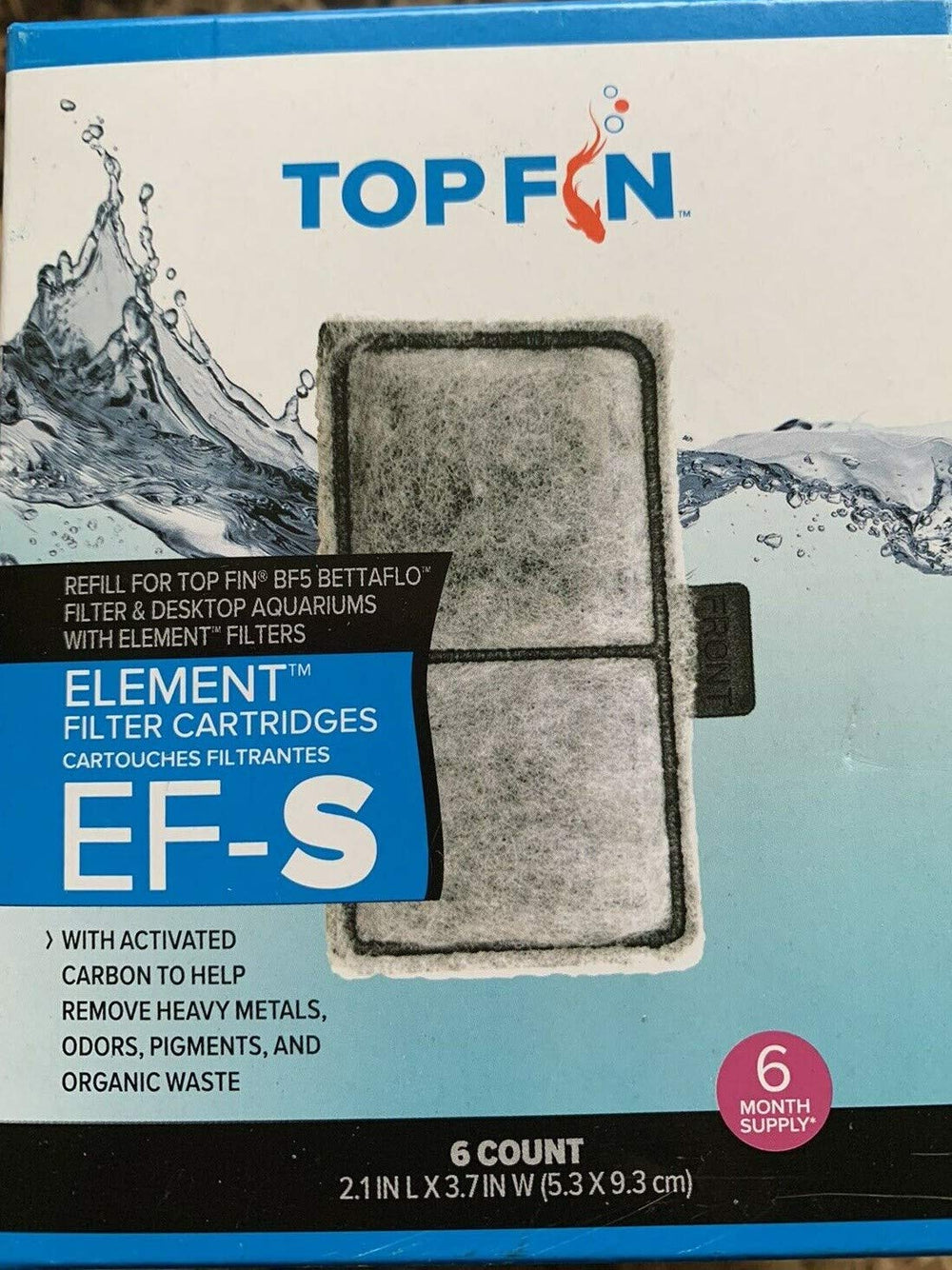 Cartuchos Top Fin EF-S con carbón activo para filtración eficiente del acuario.