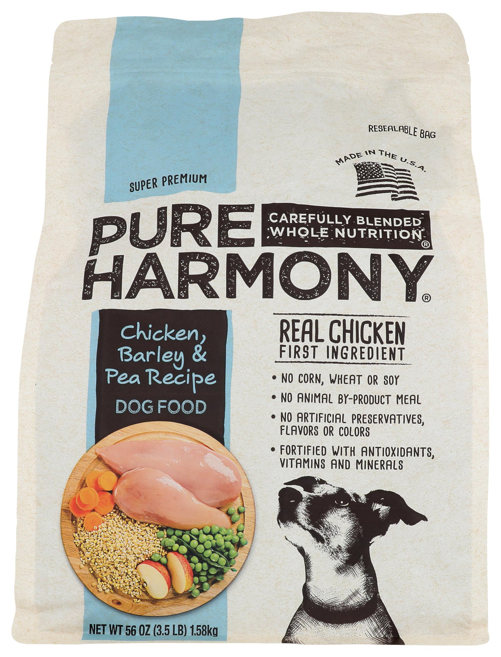 Topco Associates Pure Harmony, bolsa-alimento-perro-pollo-cebada, promueve dieta diaria equilibrada.