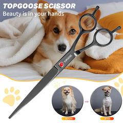 TopGoose tijeras de grooming con mango ergonómico para sesiones largas.