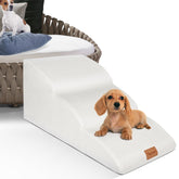 Topmart rampa para perro de 3 niveles facilita subir a la cama con seguridad.
