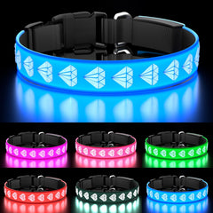 TOPOTO collar LED para perros, iluminación azul, alta visibilidad para paseos nocturnos