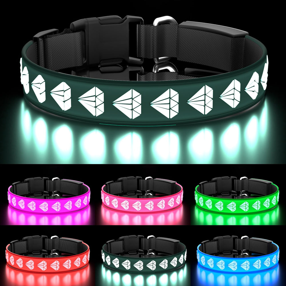 TOPOTO collar LED 3D, visualización nocturna clara para paseos seguros