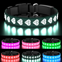 TOPOTO collar LED 3D, visualización nocturna clara para paseos seguros