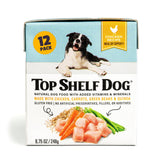Top Shelf Dog: cena de pollo en cartón 8.75oz, lista para servir sin descongelar