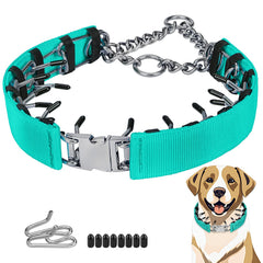 Toptakeit collar de púas para perros, versión verde, talla M, ajuste cómodo para entrenamiento.