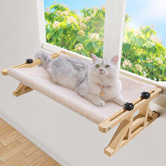 Tresbro percha de ventana para gato en madera, ideal para observar el exterior.