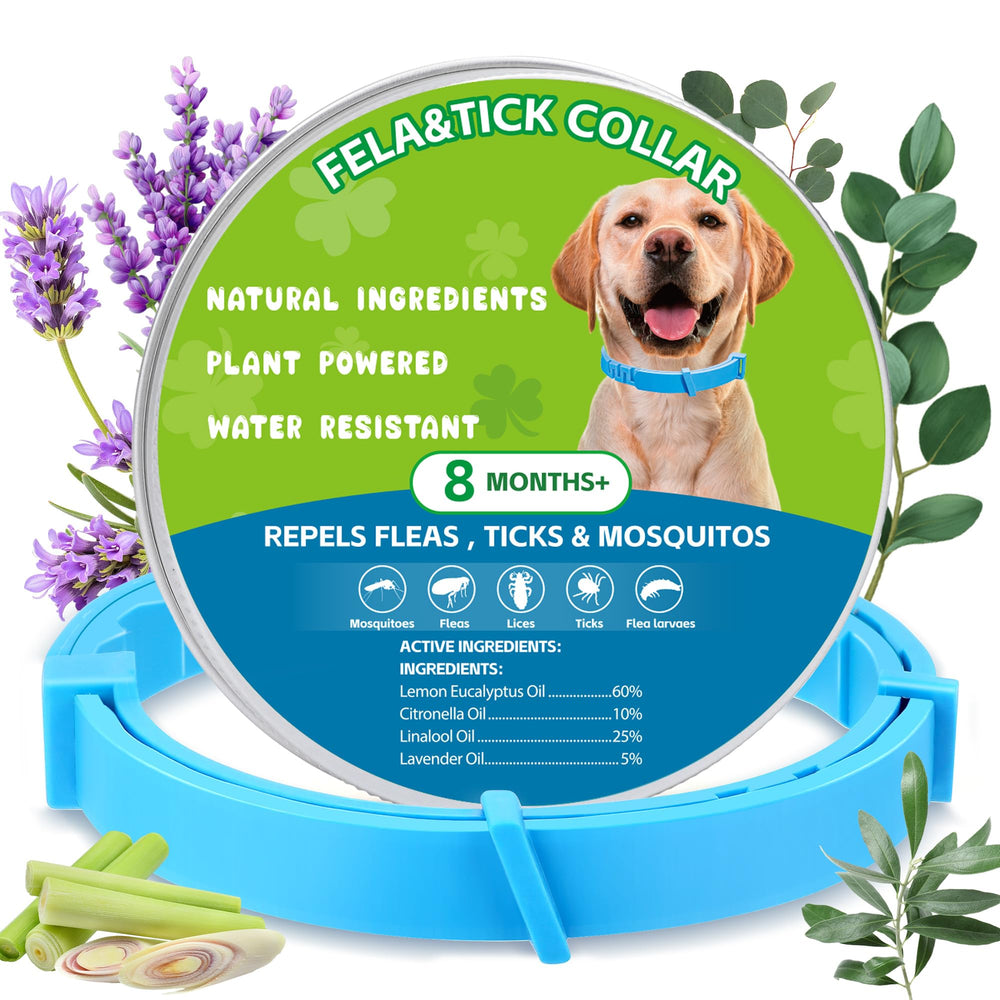 Trihood collar natural antipulgas azul, ajuste cómodo para paseos diarios