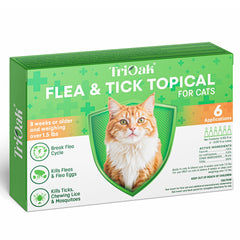 TriOak pulgas y garrapatas para gato, aplicación tópica en piel para protección continua.