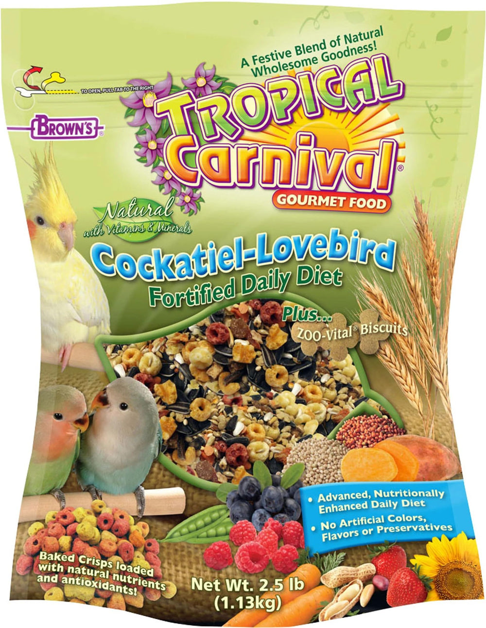 Tropical Carnival alimento natural en bolsa de 2,5 lb para aves pequeñas
