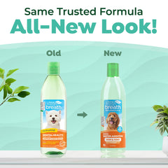 TropiClean Fresh Breath Water Additive facilita limpieza dental en perros.