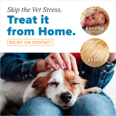 TropiClean HomeVet aplicacion-suave-cutanea; cuidado cómodo para piel sensible.
