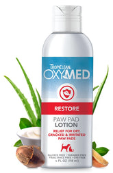 TropiClean OxyMed pomada para patas de perro, hidrata almohadillas sensibles.