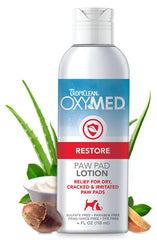 TropiClean OxyMed pomada para patas de perro, hidrata almohadillas sensibles.