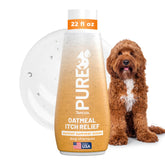 Botella TropiClean Pure Sunset Summer Itch Relief Champú para alivio suave de la piel.
