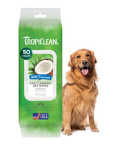 TropiClean toallitas orejas perro, limpieza suave y rápida.