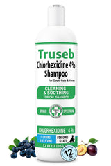 Truseb champú con clorhexidina 4% para perros: limpieza suave y desodorización.