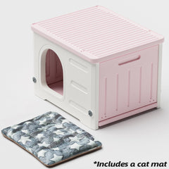 TSEHOOHOO entrada elevada, cerca rosa, cómodo acceso para gatos.