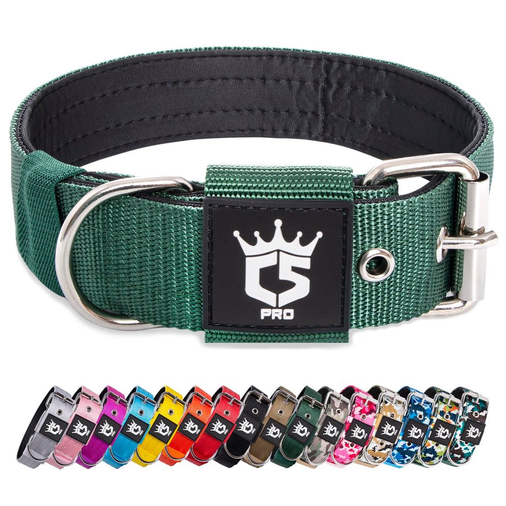 Collar táctico TSPRO 1,5 pulgadas en verde, ajuste cómodo para paseos diarios.