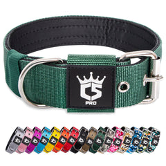 Collar táctico TSPRO 1,5 pulgadas en verde, ajuste cómodo para paseos diarios.